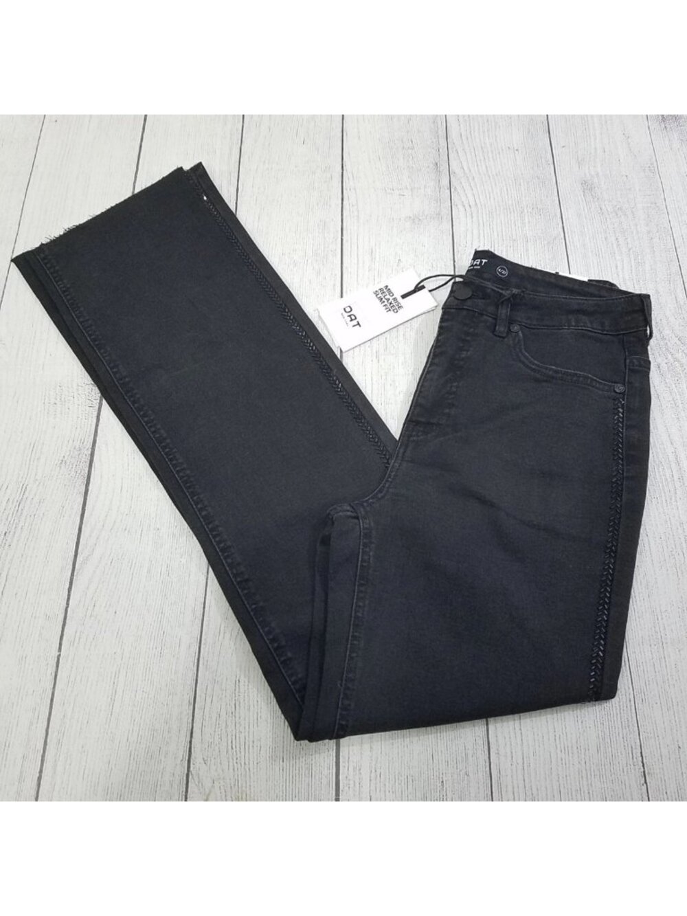 OAT New York Mid Rise Relaxed Slim Fit Jeans Womens 4/27 Raw Hem